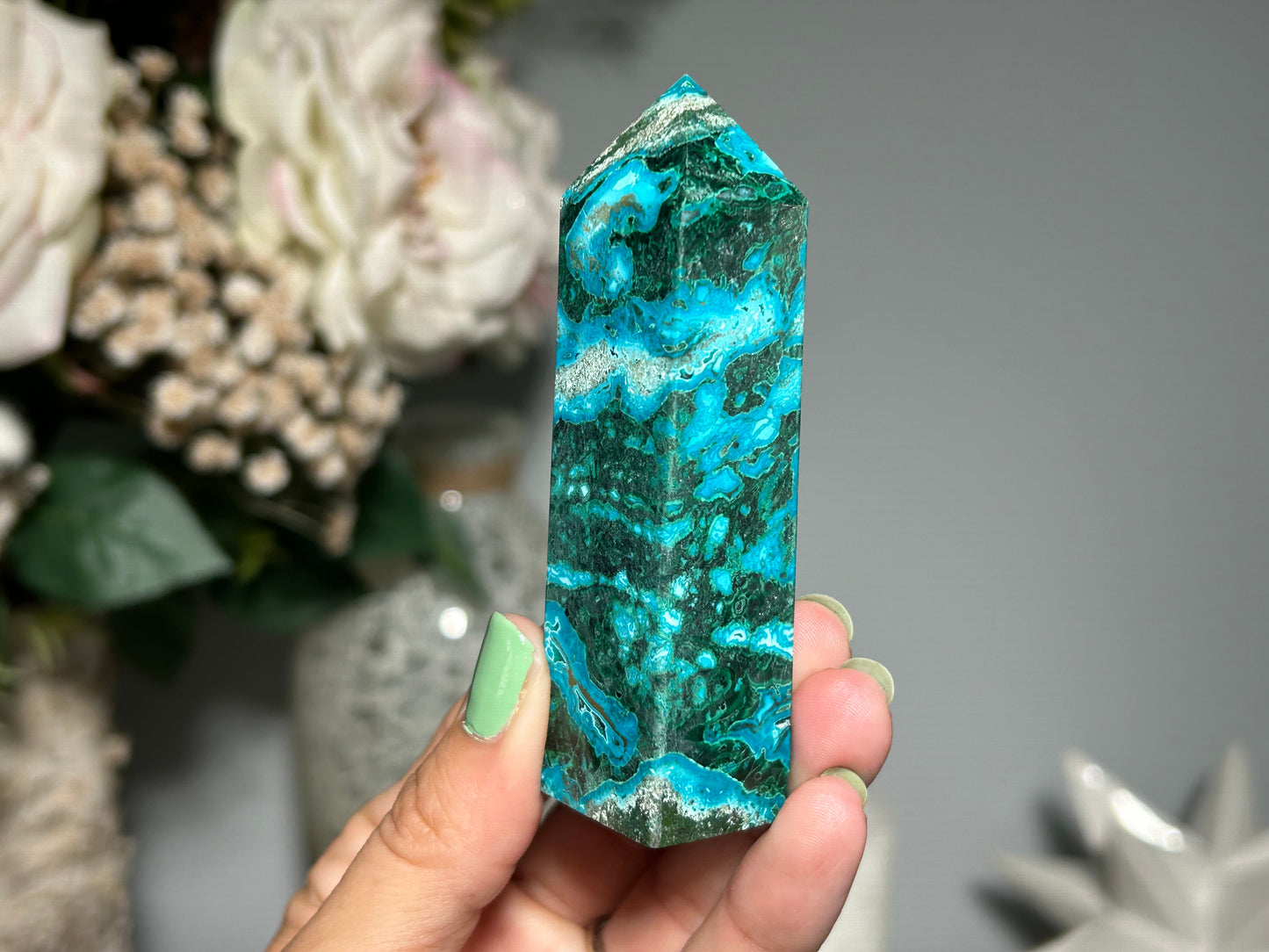 Malachite Chrysocolla Tower (3.5", 88mm)