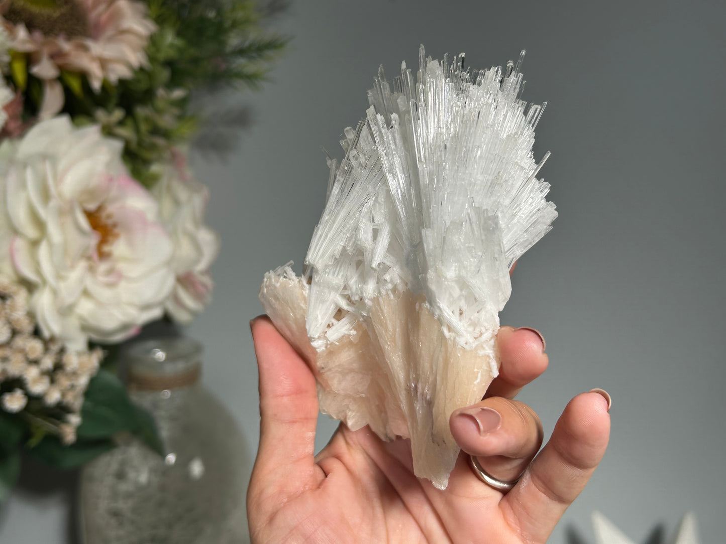 Natural Scolecite with Stilbite Cluster (4.7". 119mm)