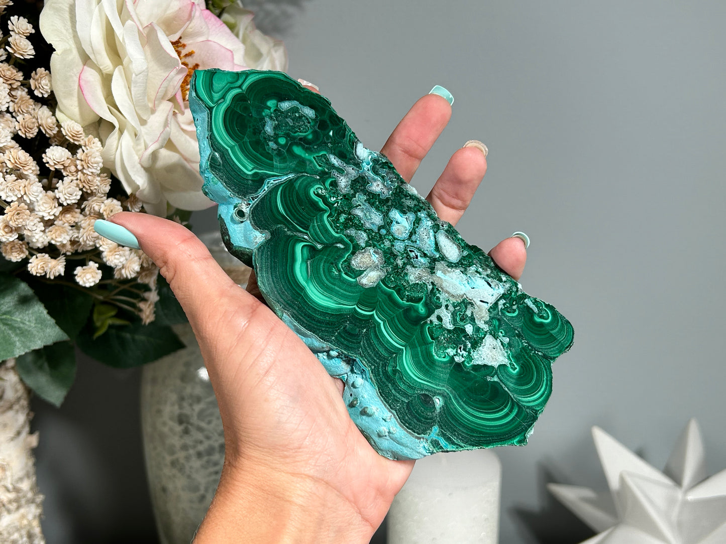 Malachite Chrysocolla Slab (6.8" 173 mm)