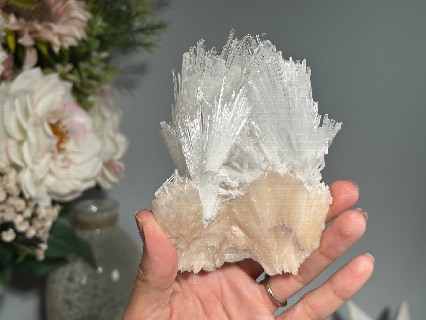 Natural Scolecite with Stilbite Cluster (4.7". 119mm)