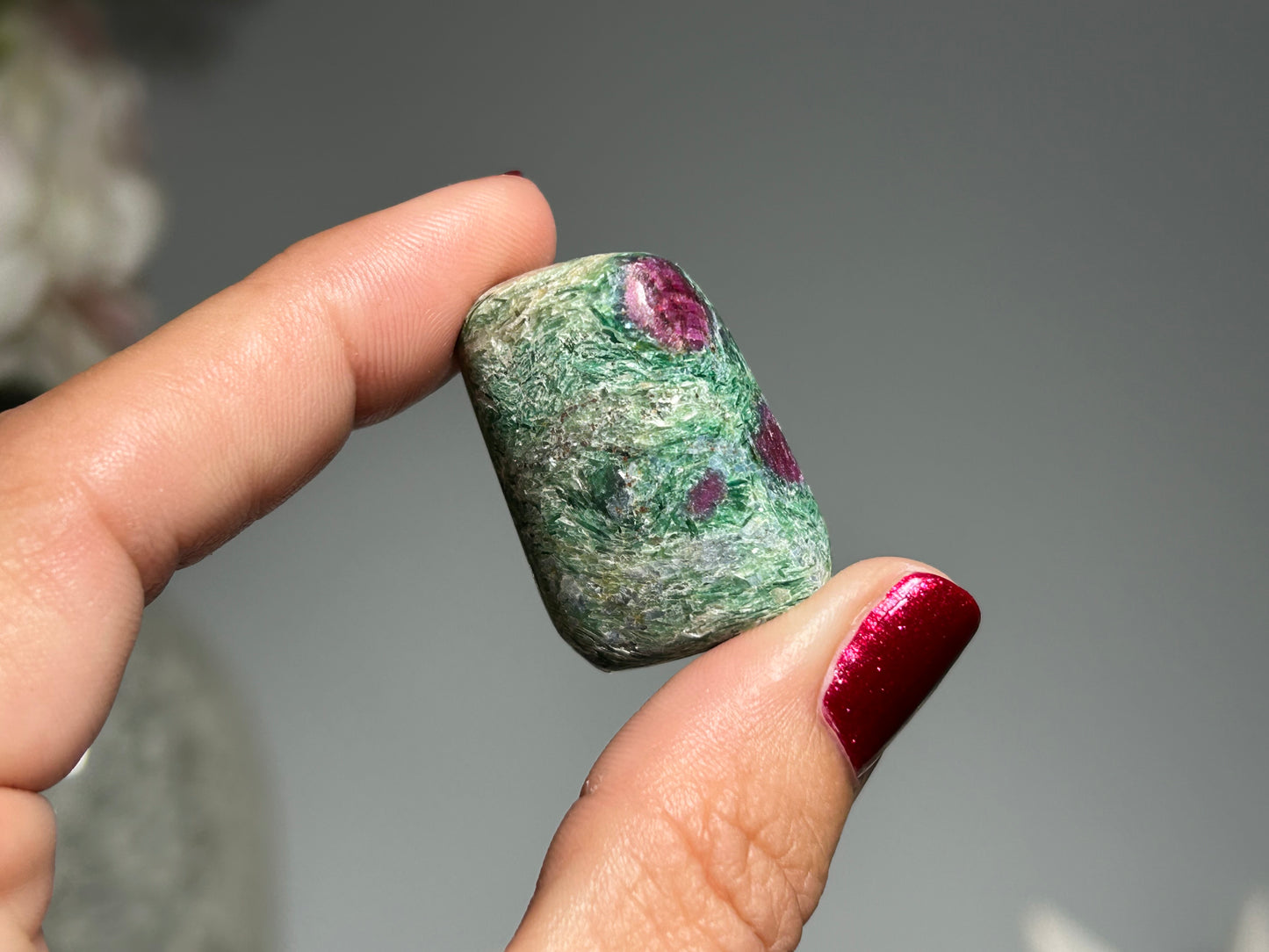 Tumbled Ruby in Kyanite or Fuchsite
