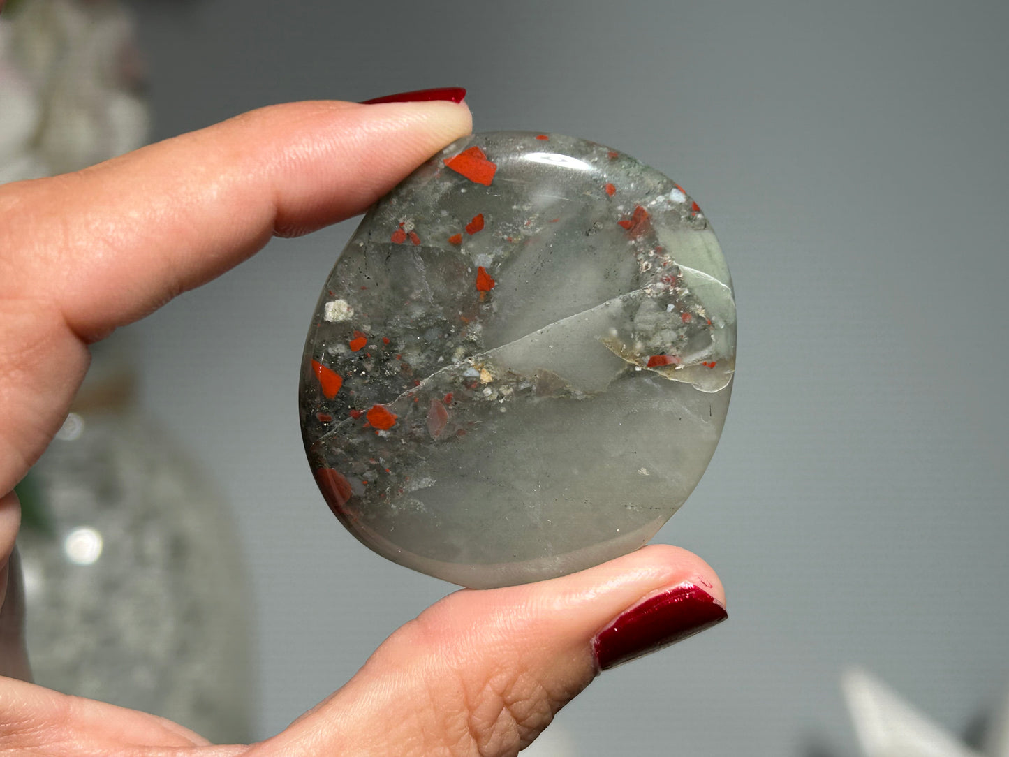 African Bloodstone Flat Palm Stone