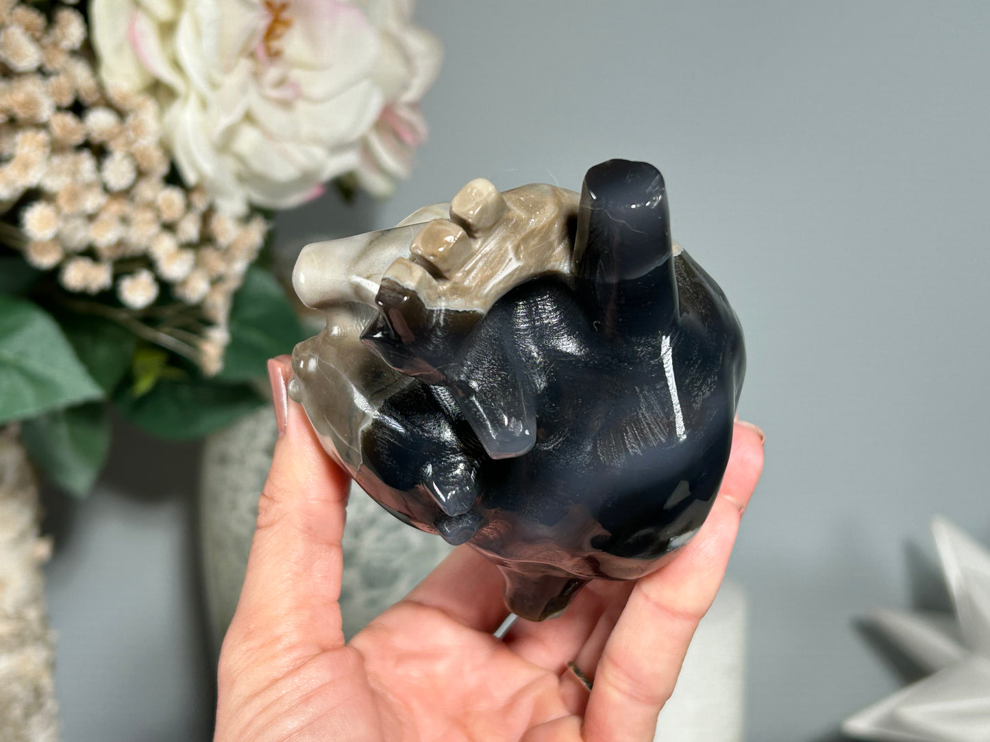 Volcano Agate Anatomical Heart (4.9", 124mm)