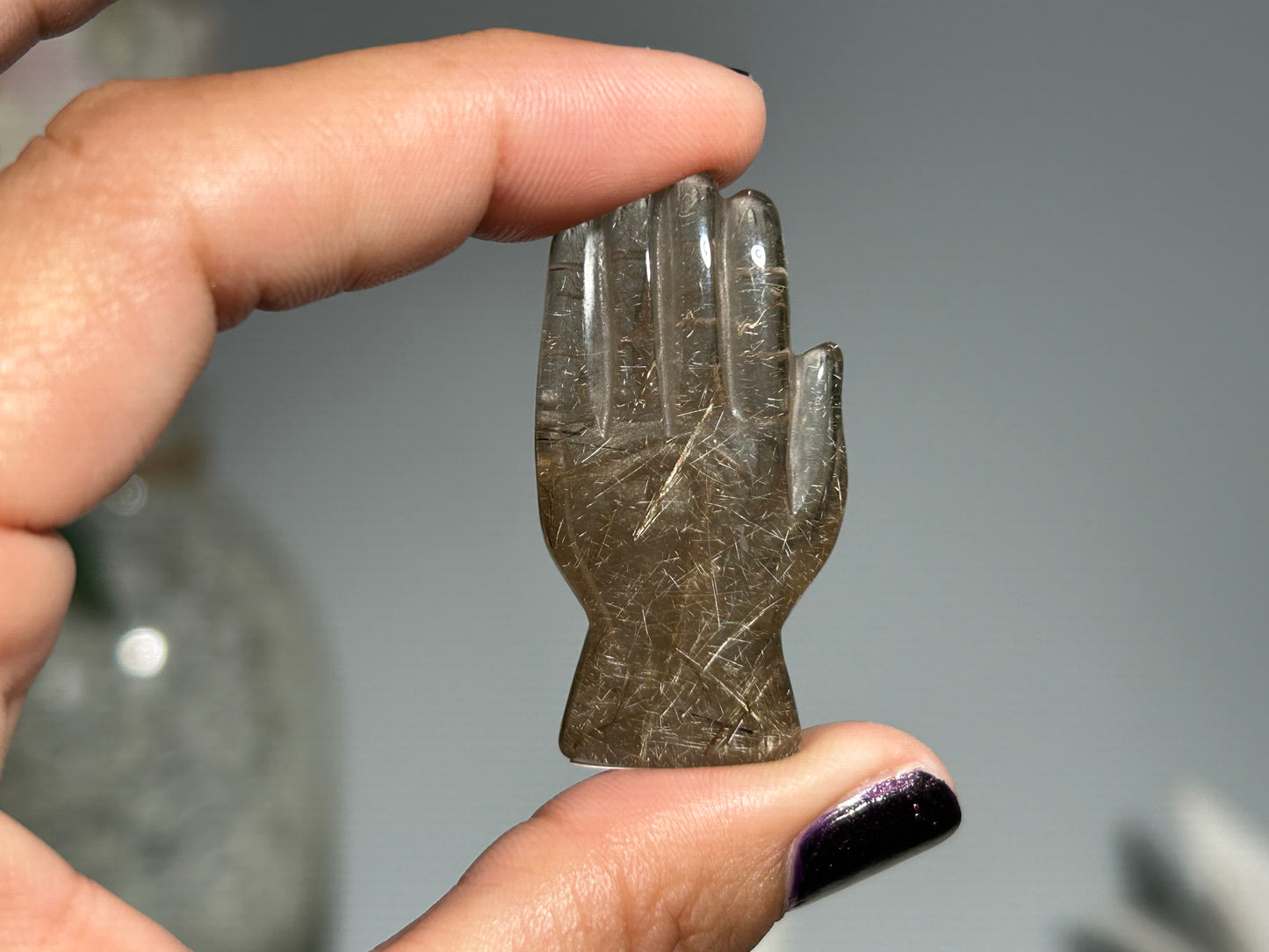Rutilated Quartz Evil Eye Hand (1.6”, 41mm)