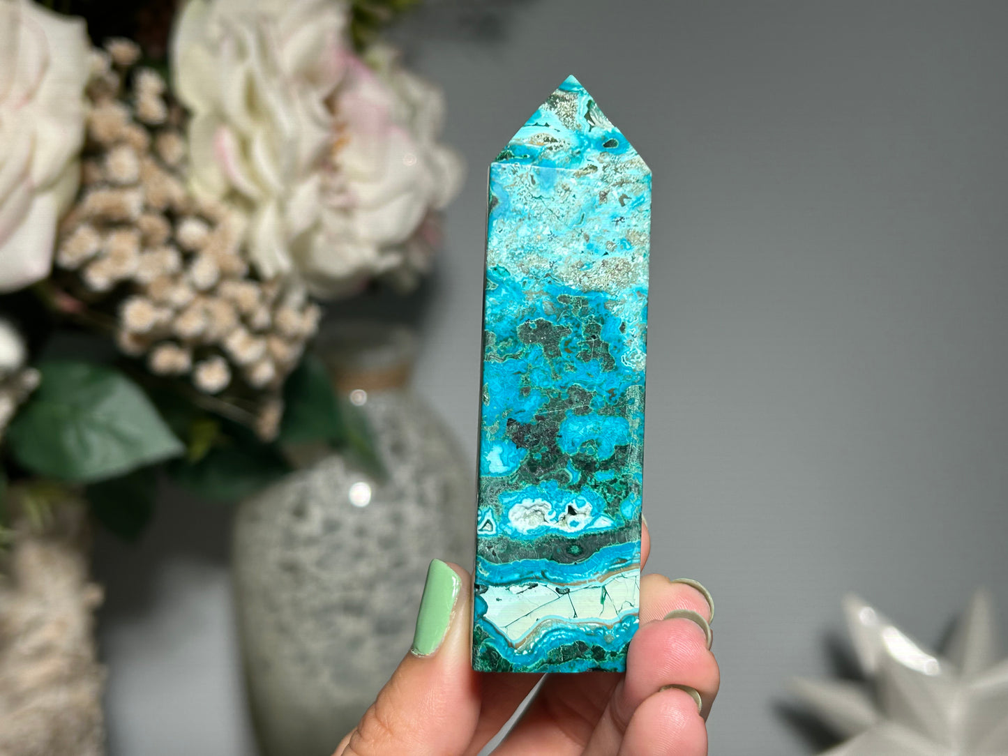 Malachite Chrysocolla Tower (3.5", 88mm)