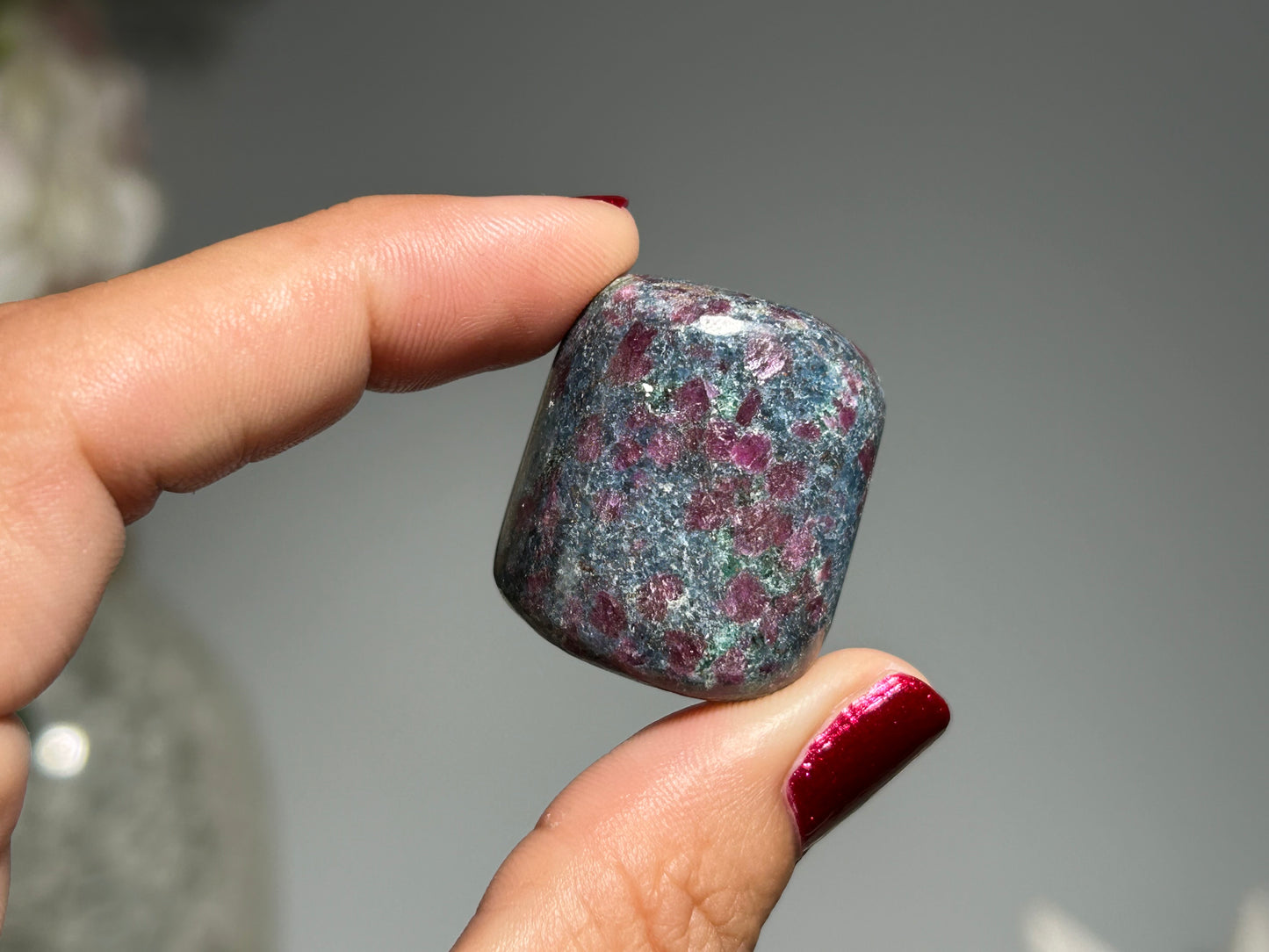 Tumbled Ruby in Kyanite or Fuchsite