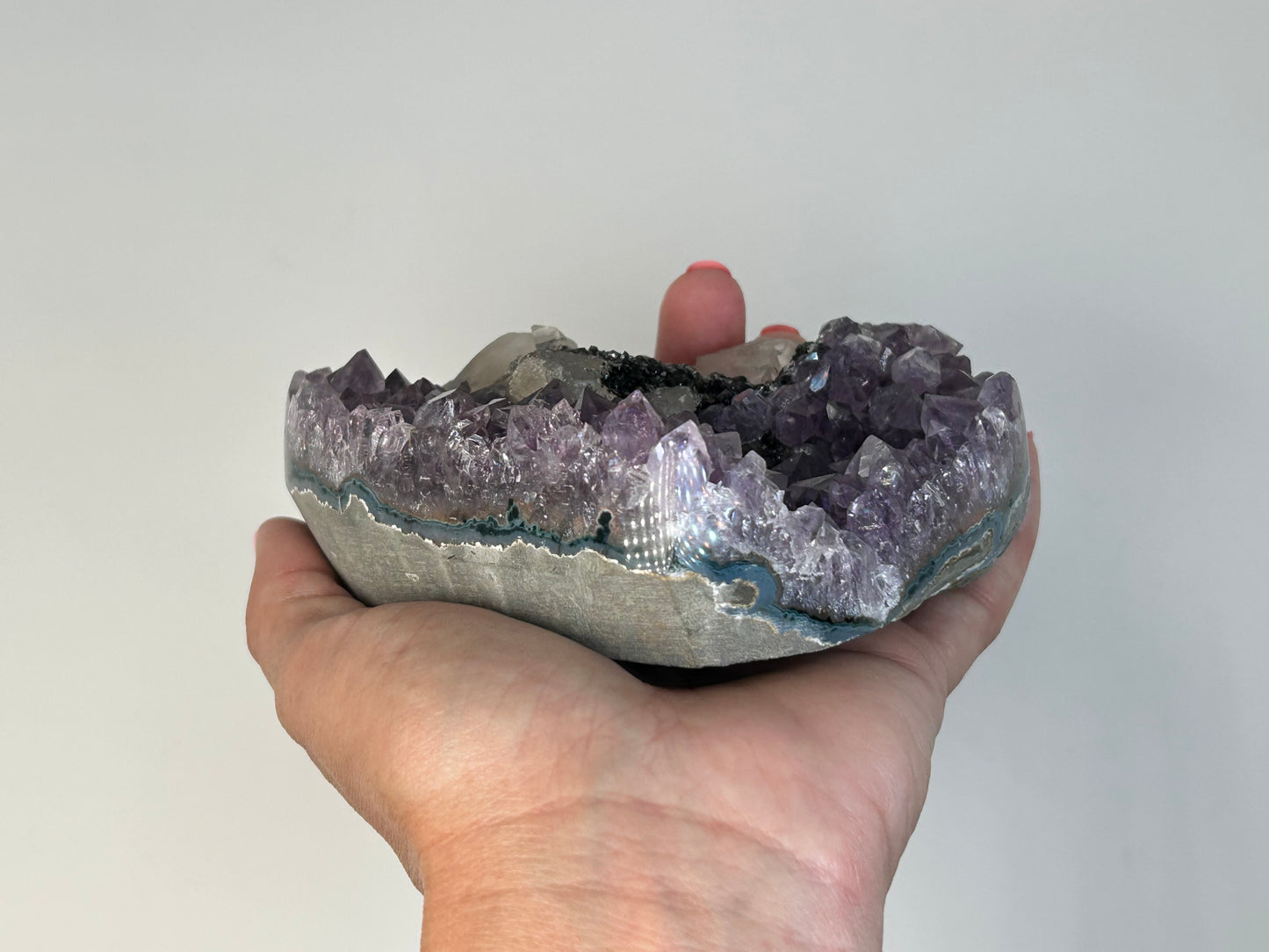 Amethyst with Calcite Geode Heart (4.7", 119mm)