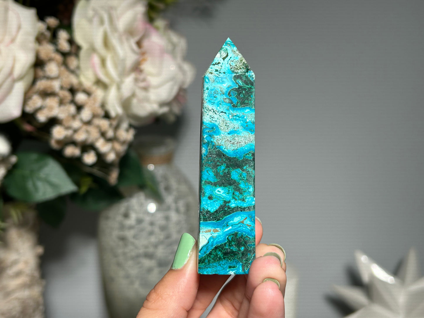 Malachite Chrysocolla Tower (3.5", 88mm)