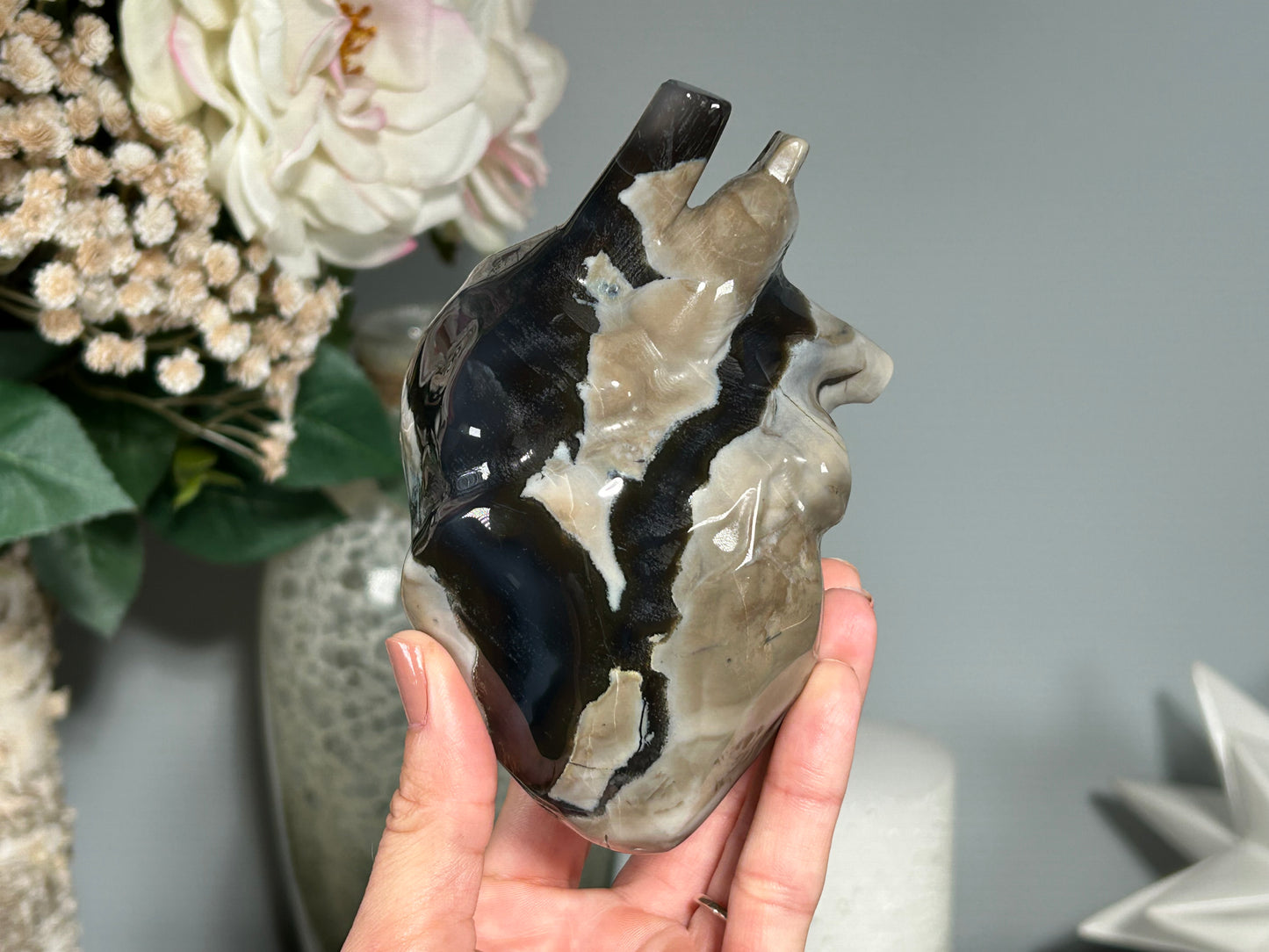 Volcano Agate Anatomical Heart (4.9", 124mm)