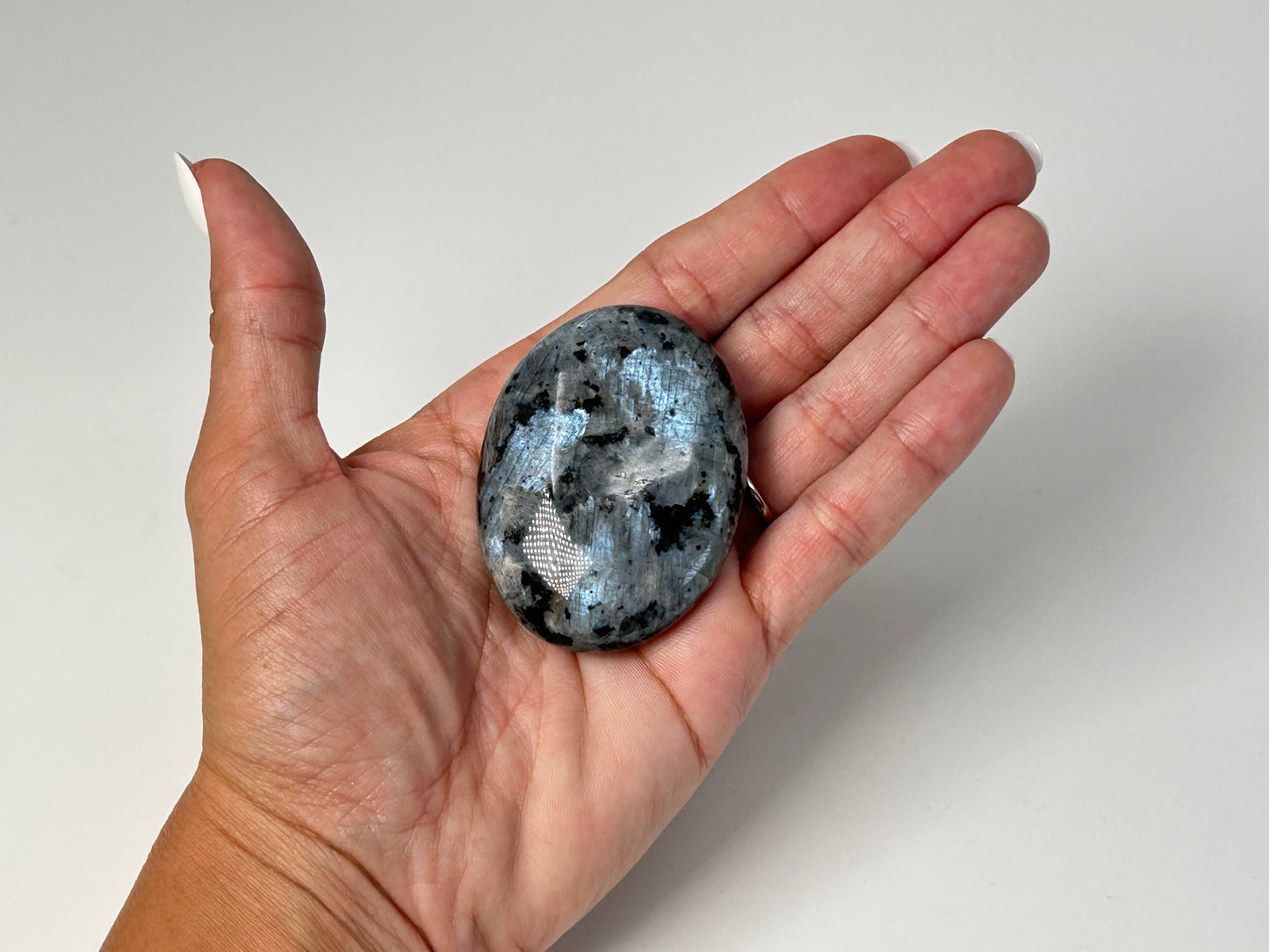 Gray Larvikite Palm Stone (2.2", 56mm)