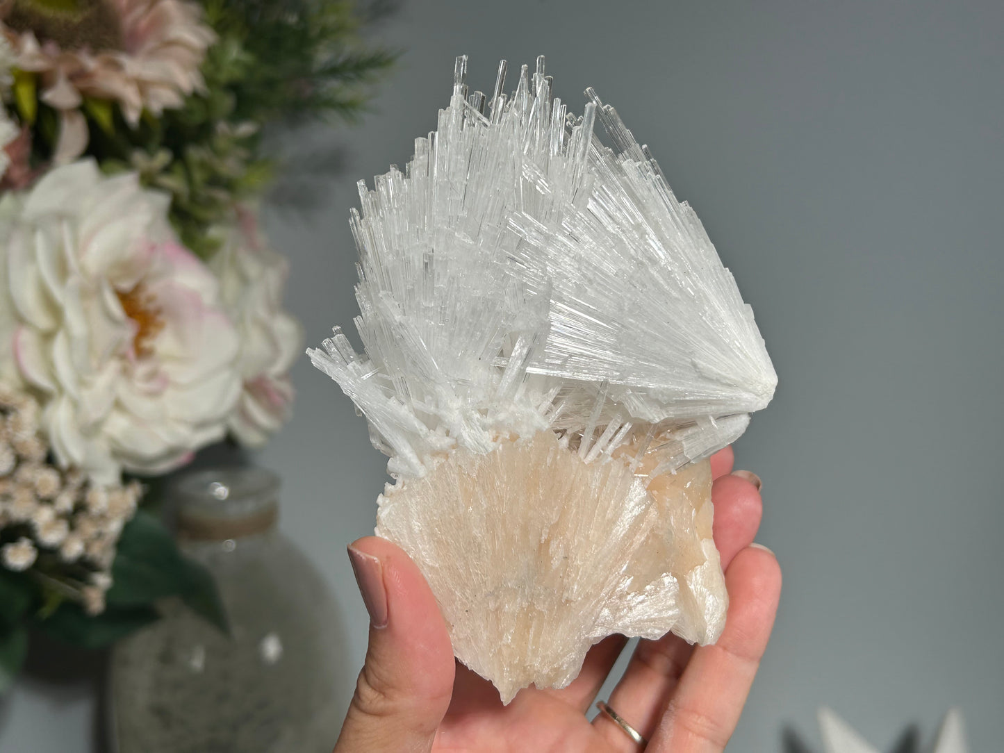 Natural Scolecite with Stilbite Cluster (4.7". 119mm)