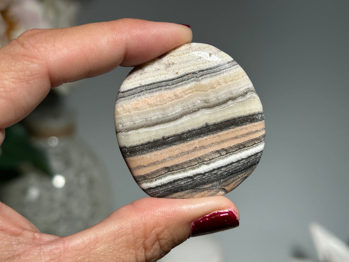 Lace Calcite Flat Palm Stone