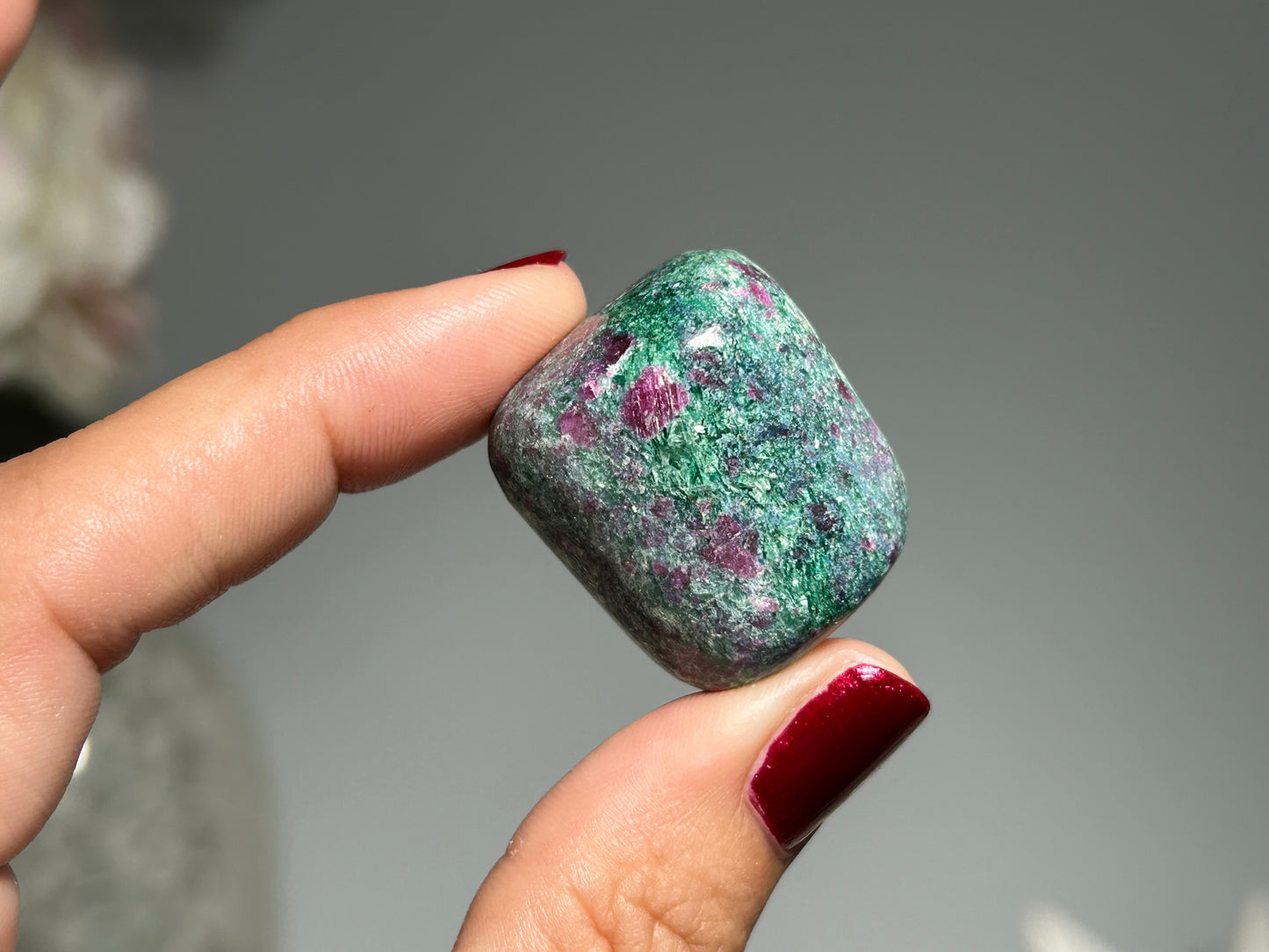Tumbled Ruby in Kyanite or Fuchsite