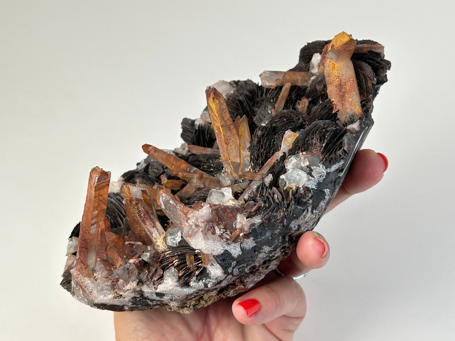Specularite with Tangerine Quartz (6.4", 161mm)
