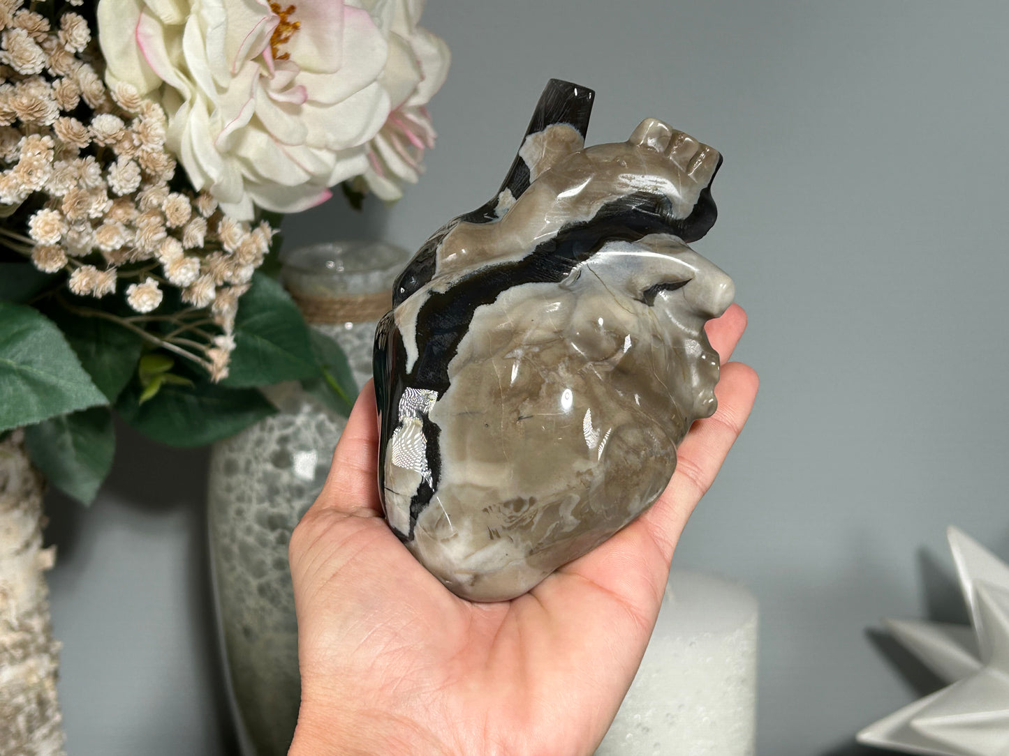 Volcano Agate Anatomical Heart (4.9", 124mm)