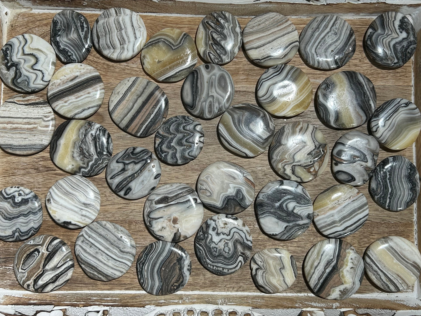 Lace Calcite Flat Palm Stone