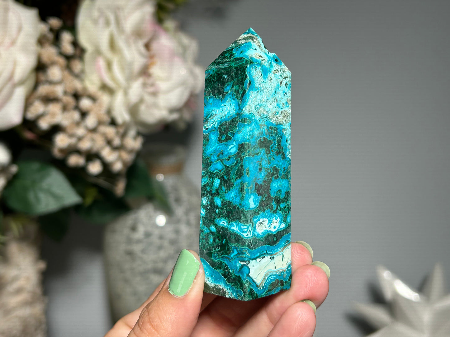 Malachite Chrysocolla Tower (3.5", 88mm)