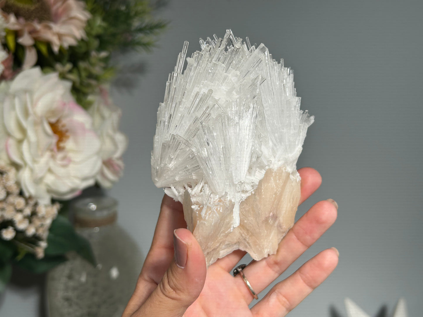 Natural Scolecite with Stilbite Cluster (4.7". 119mm)