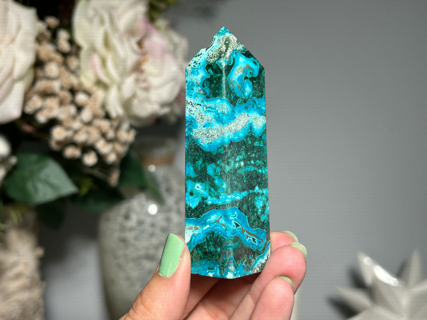 Malachite Chrysocolla Tower (3.5", 88mm)