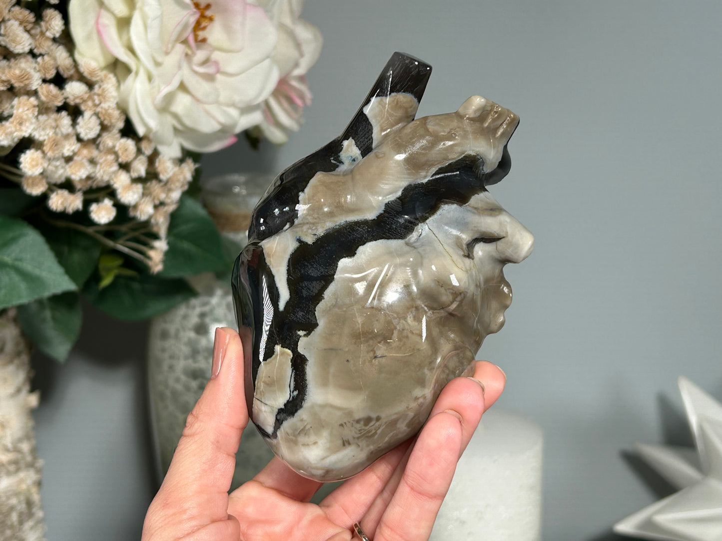 Volcano Agate Anatomical Heart (4.9", 124mm)