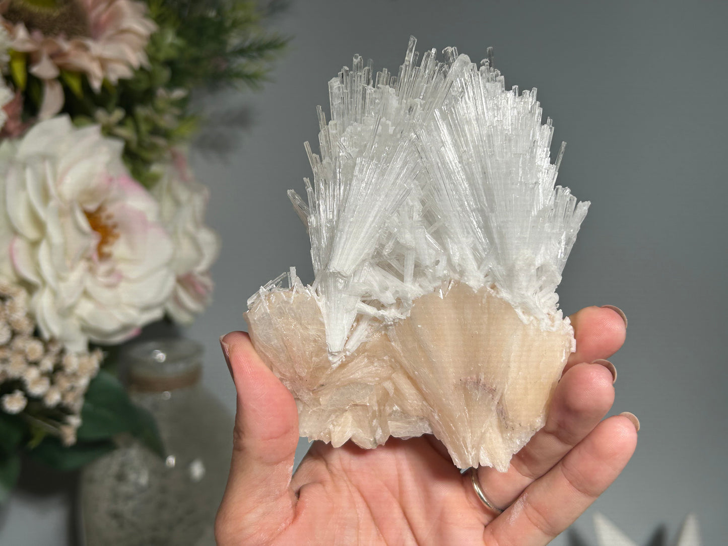 Natural Scolecite with Stilbite Cluster (4.7". 119mm)