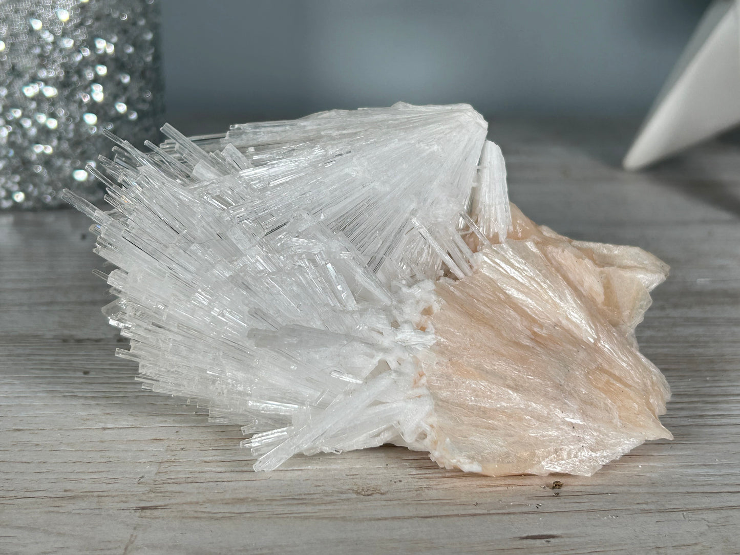 Natural Scolecite with Stilbite Cluster (4.7". 119mm)