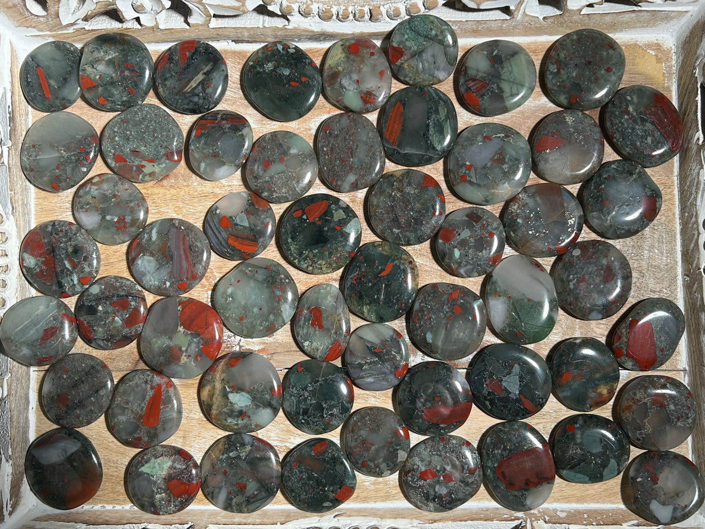African Bloodstone Flat Palm Stone