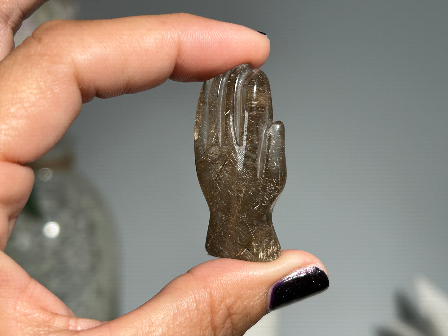 Rutilated Quartz Evil Eye Hand (1.6”, 41mm)