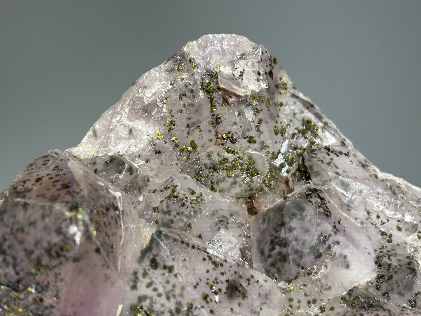 Epidote on Amethyst (5.4", 134mm)