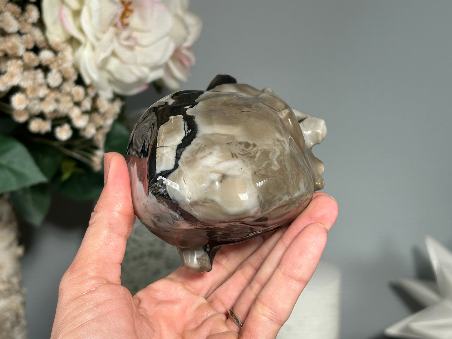 Volcano Agate Anatomical Heart (4.9", 124mm)