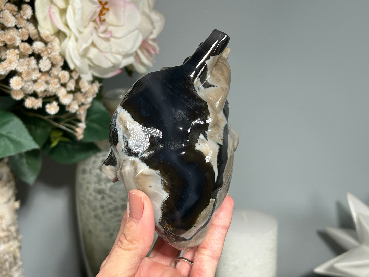 Volcano Agate Anatomical Heart (4.9", 124mm)