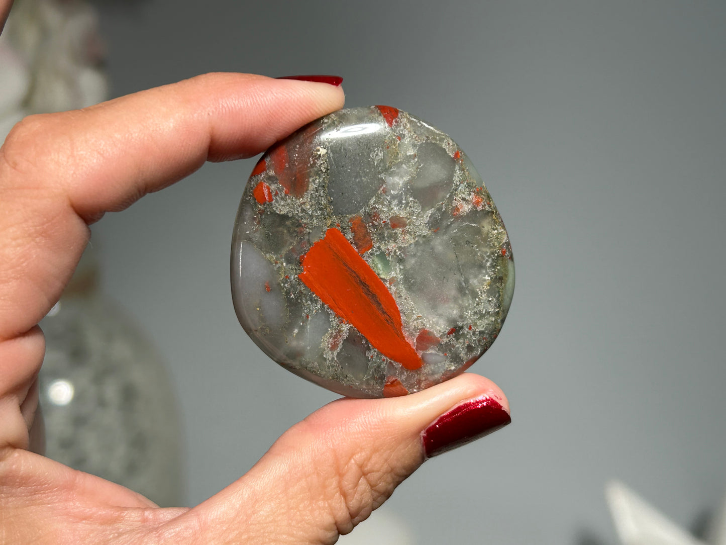 African Bloodstone Flat Palm Stone