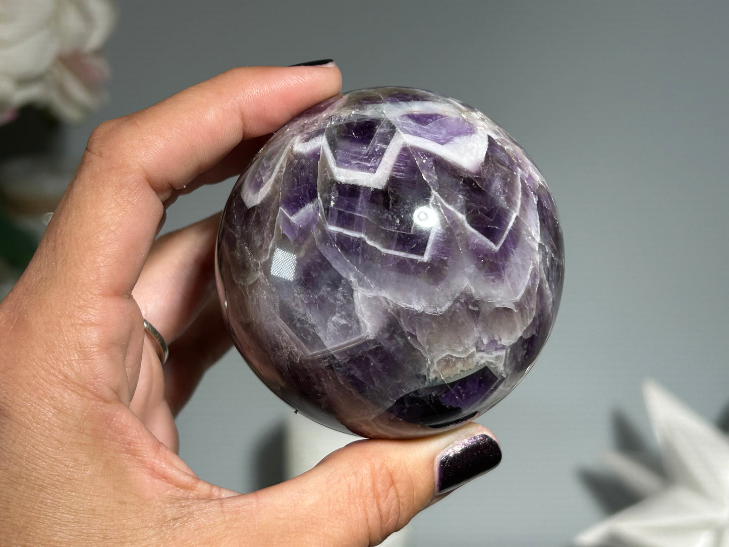 Chevron Amethyst Sphere (2.6", 65mm)