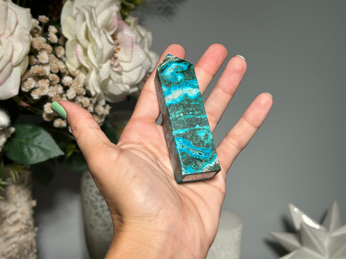 Malachite Chrysocolla Tower (3.5", 88mm)