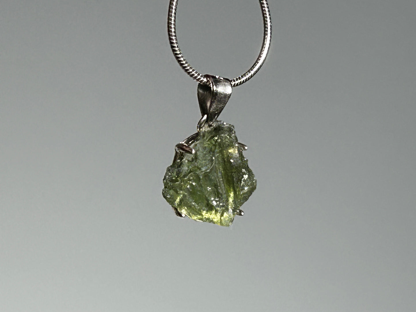 Moldavite Sterling Silver Pendant (12mm long)
