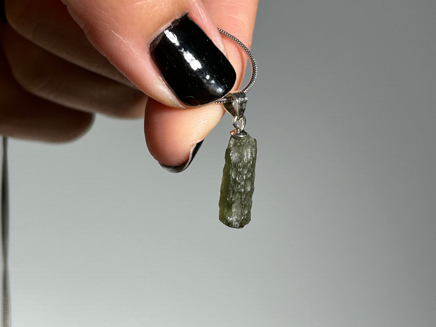 Moldavite Sterling Silver Pendant (16mm long)