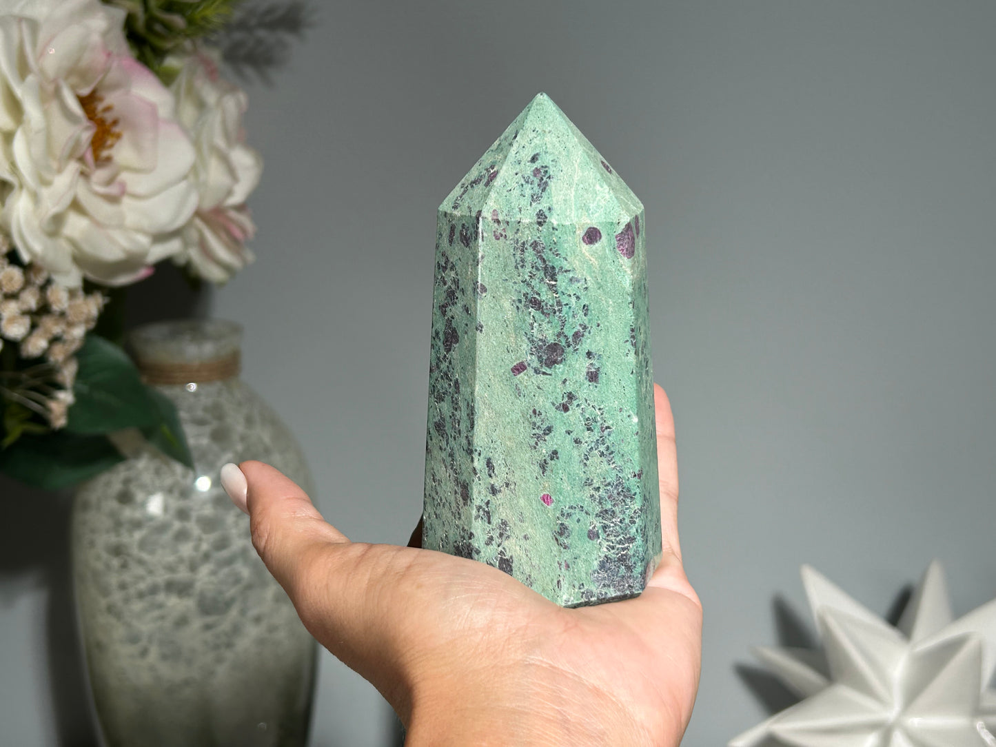 Ruby Fuchsite Tower (4.6", 116mm)