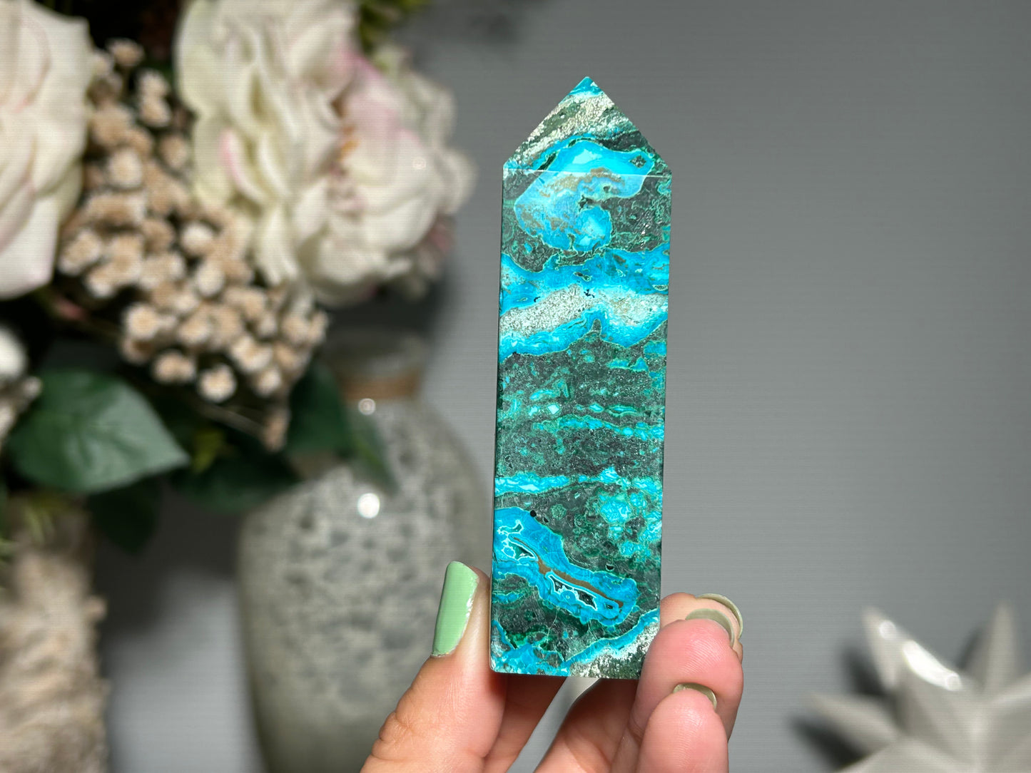 Malachite Chrysocolla Tower (3.5", 88mm)