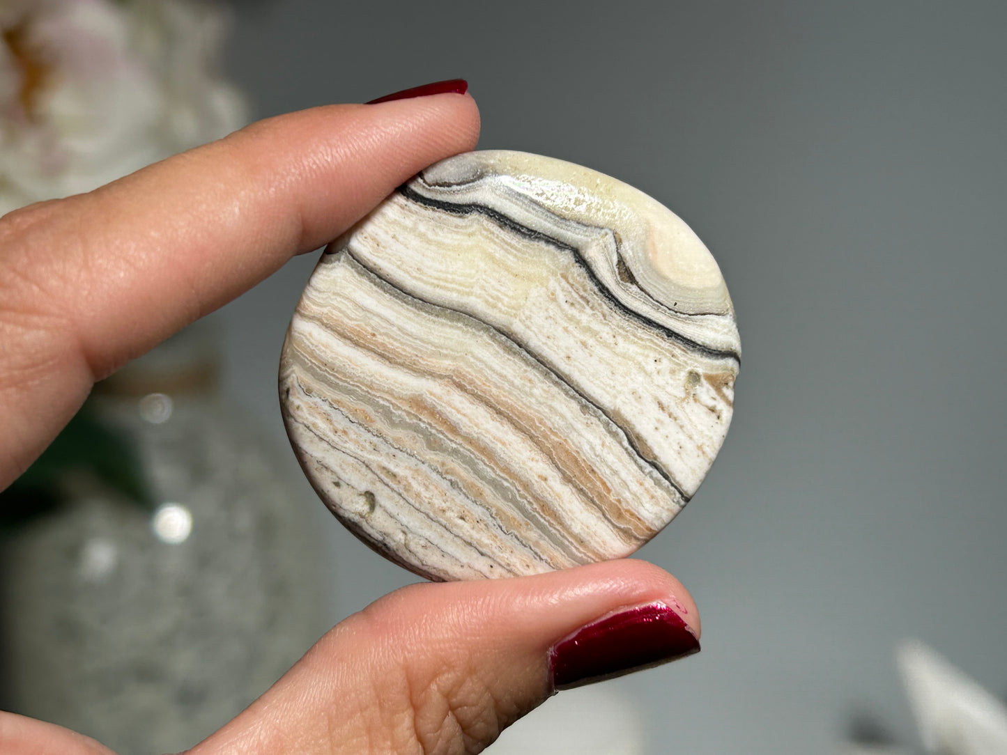 Lace Calcite Flat Palm Stone