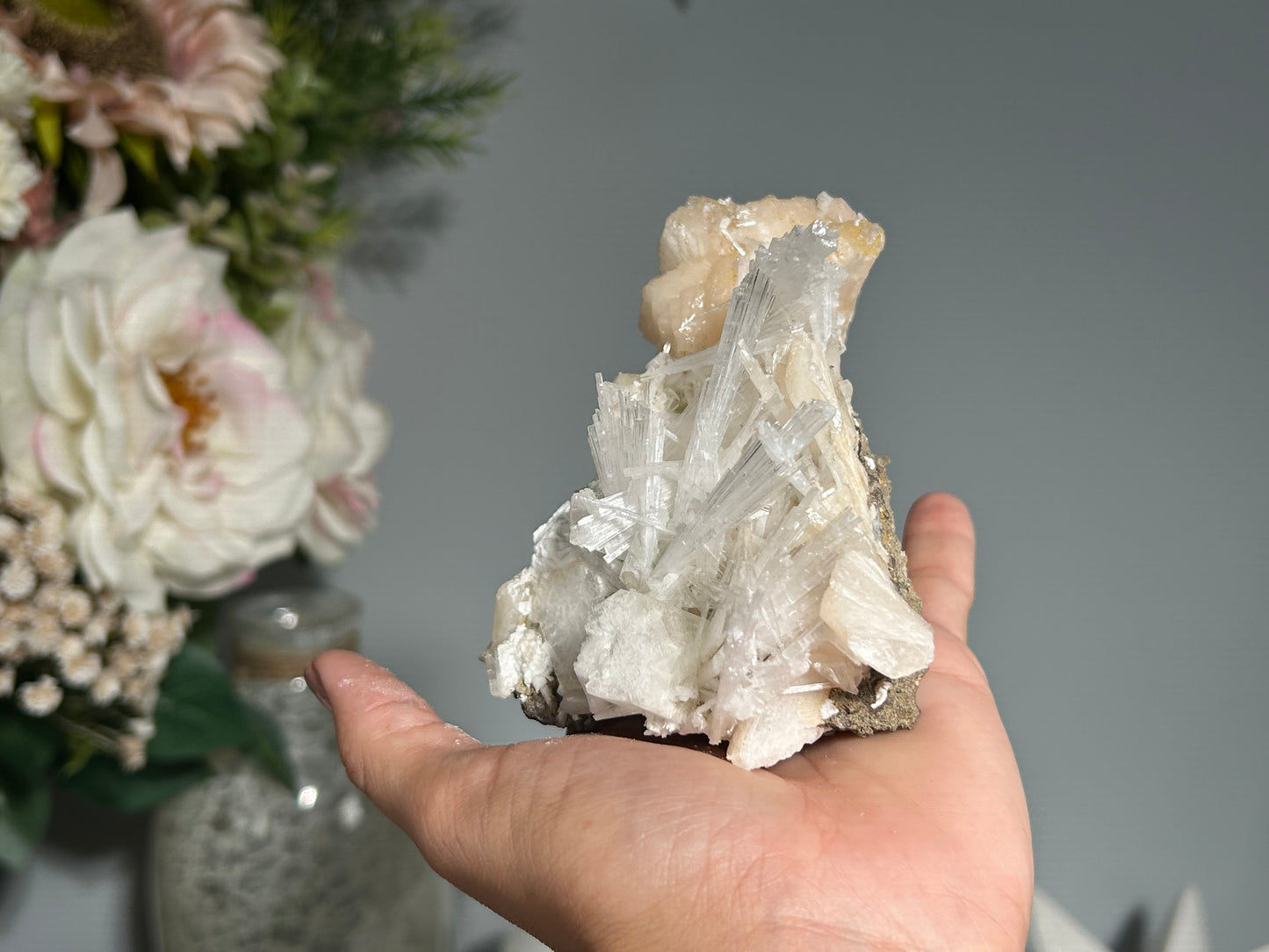 Natural Scolecite with Stilbite Cluster (5.5", 141mm)