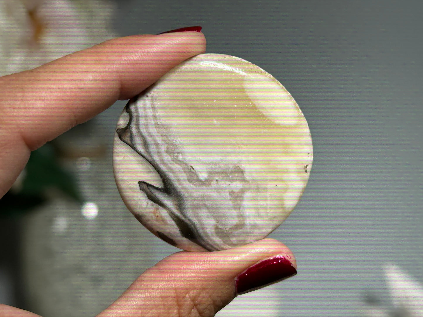 Lace Calcite Flat Palm Stone