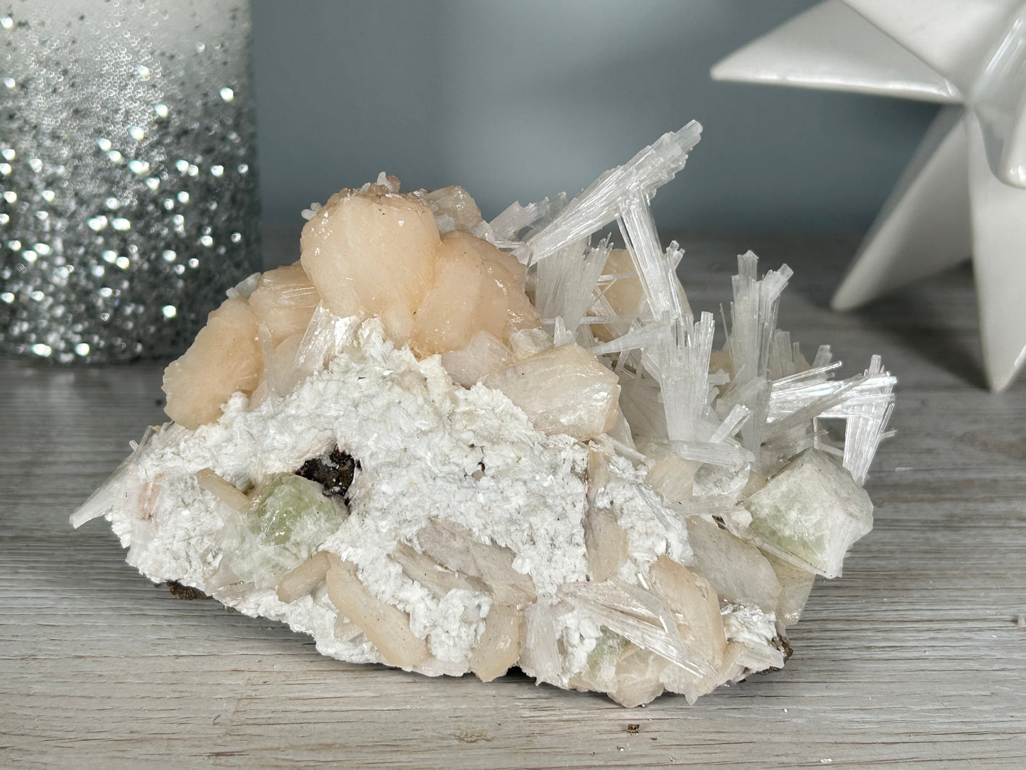 Natural Scolecite with Stilbite Cluster (5.5", 141mm)
