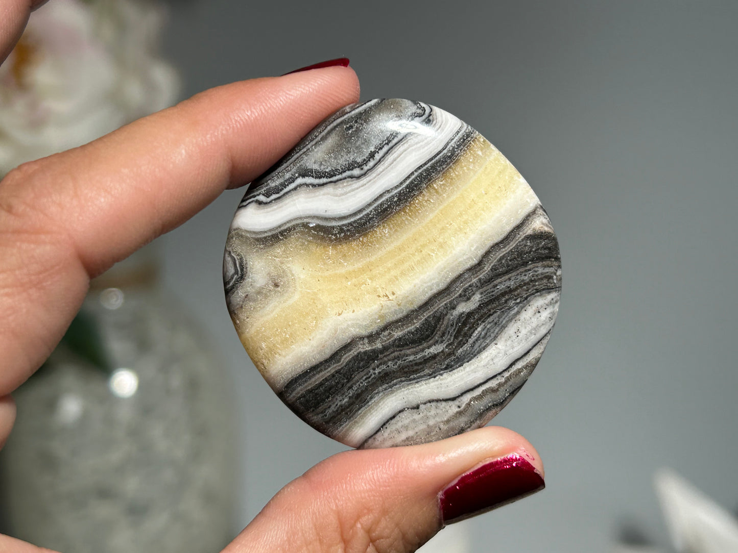 Lace Calcite Flat Palm Stone