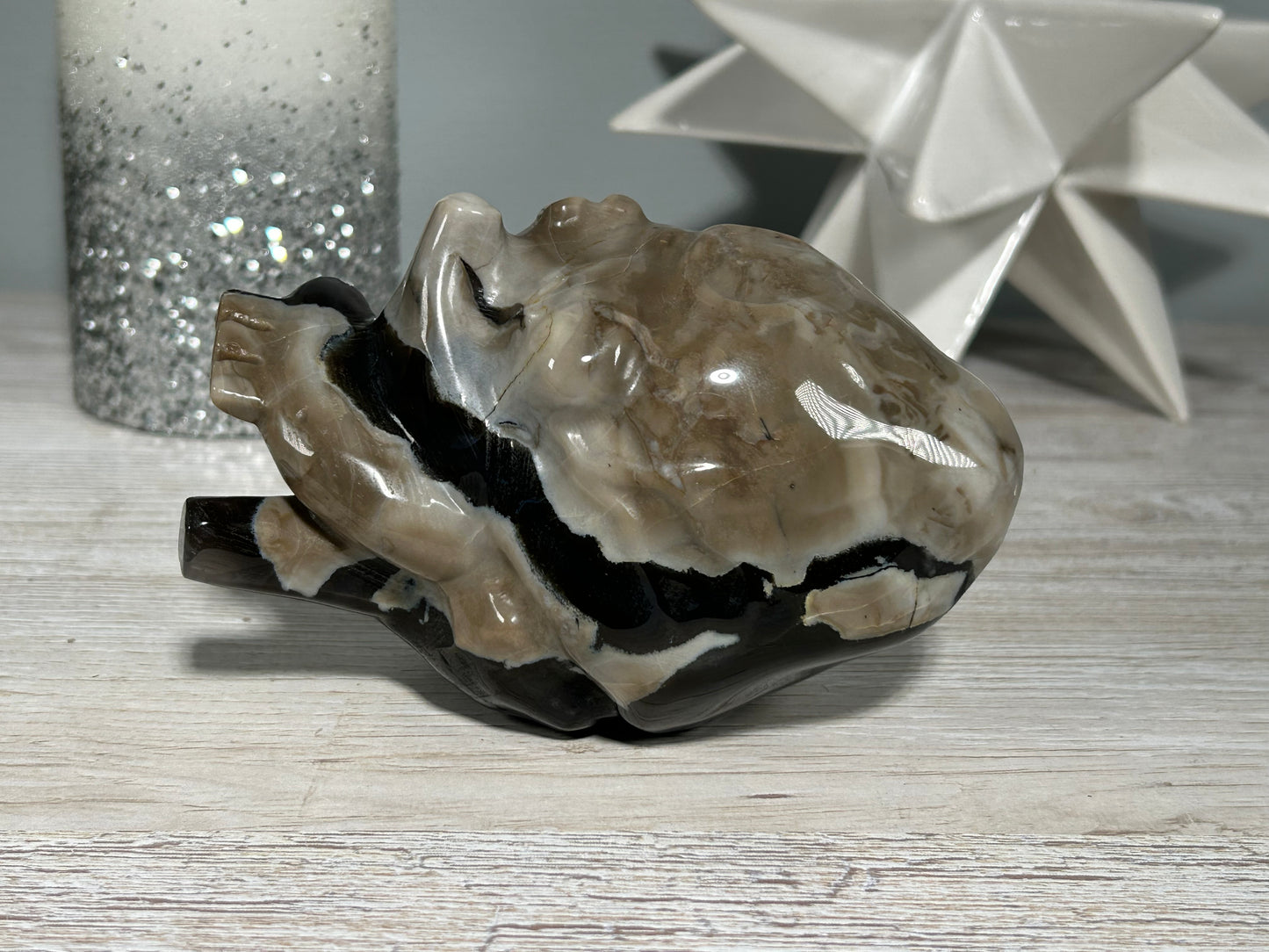 Volcano Agate Anatomical Heart (4.9", 124mm)