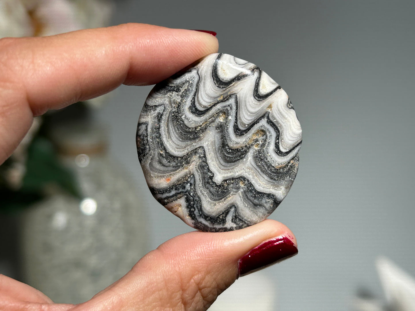 Lace Calcite Flat Palm Stone