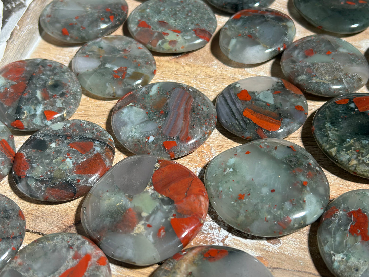 African Bloodstone Flat Palm Stone