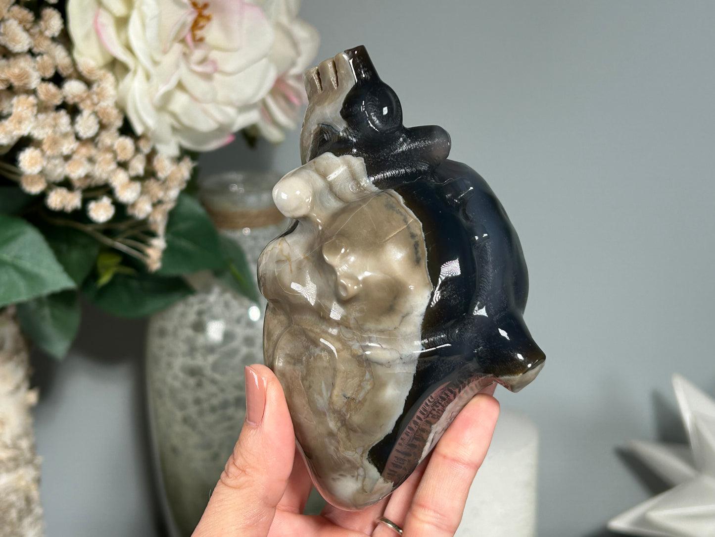 Volcano Agate Anatomical Heart (4.9", 124mm)