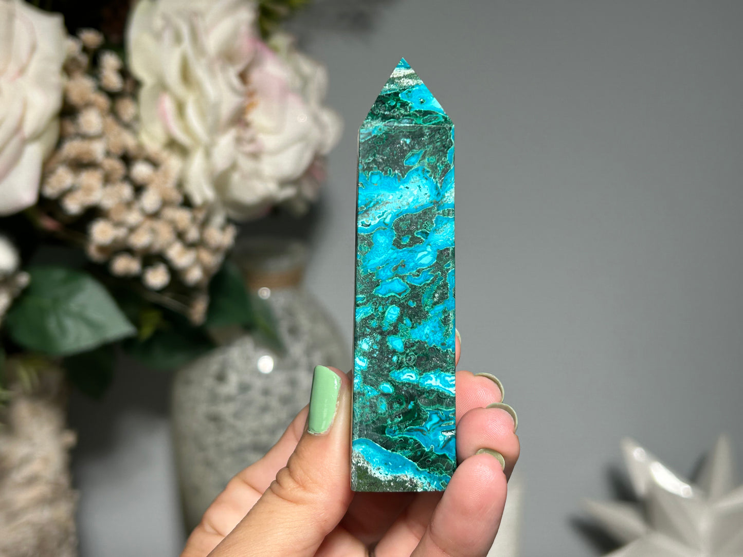 Malachite Chrysocolla Tower (3.5", 88mm)