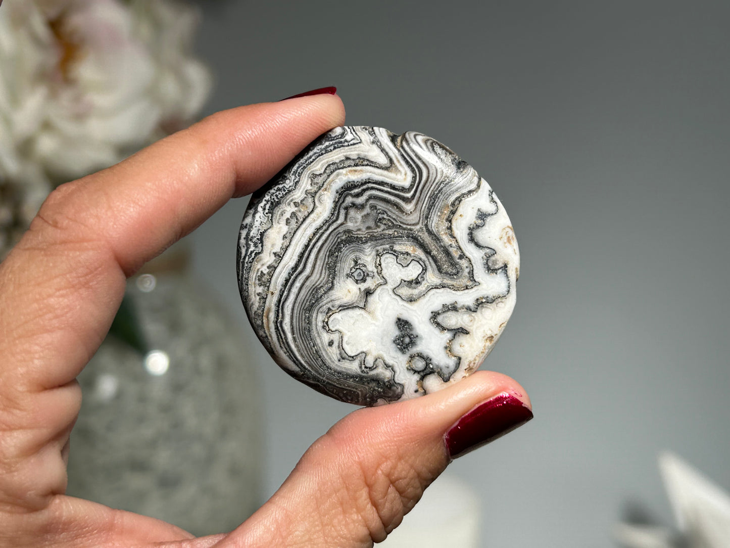 Lace Calcite Flat Palm Stone