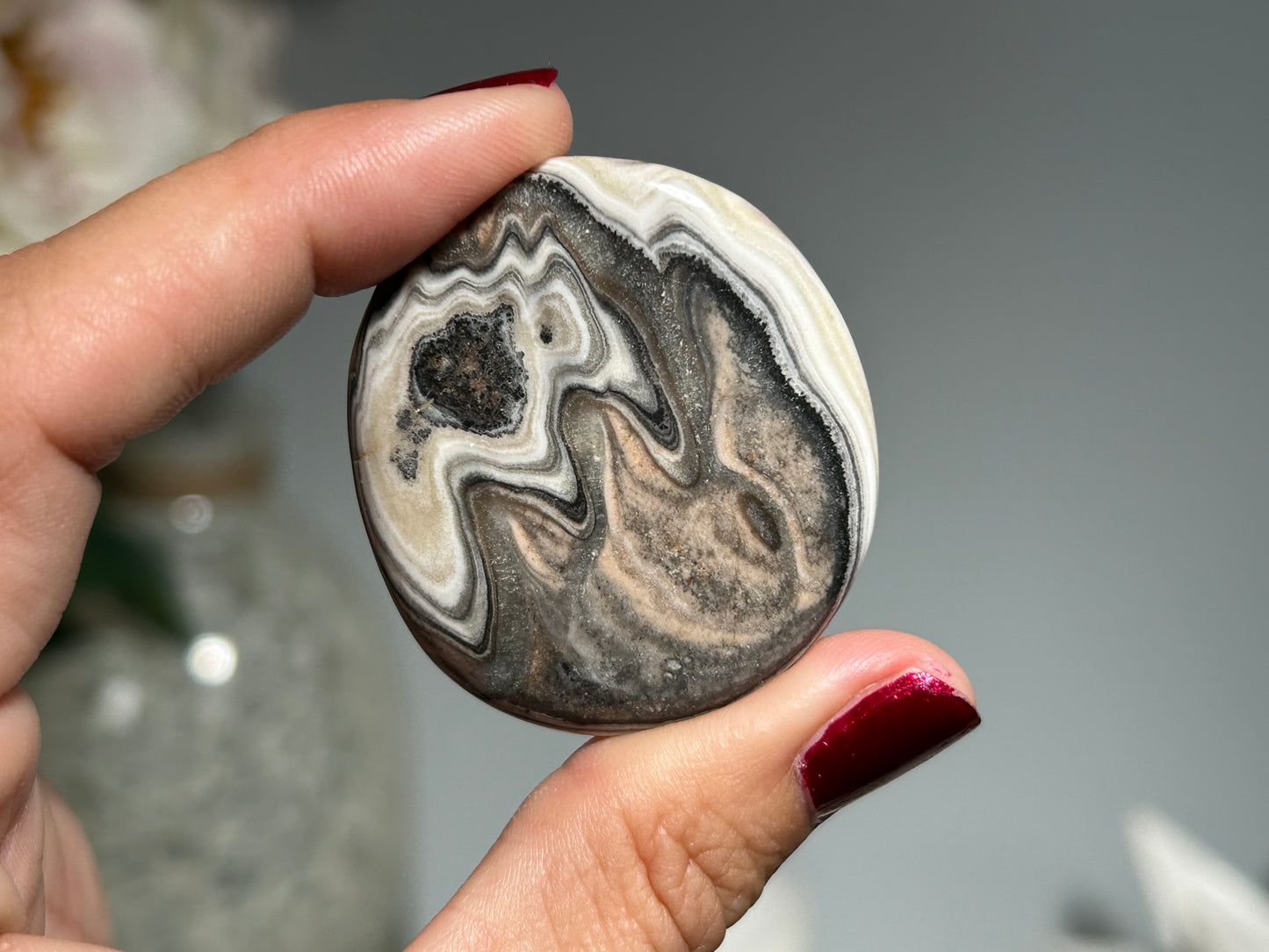Lace Calcite Flat Palm Stone
